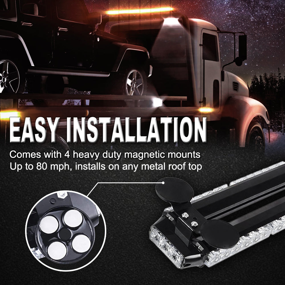 54 LED 26" Double Side Roof Top Strobe Light Bar with Magnetic Base