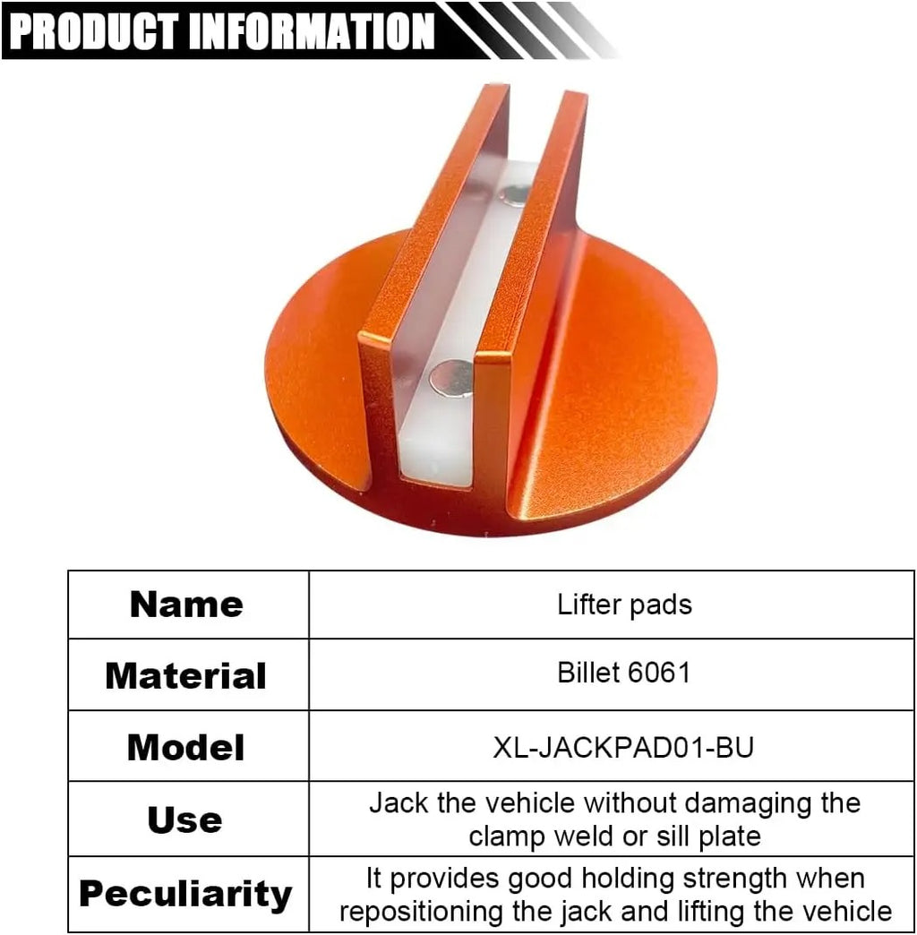 Universal aluminum slotted magnetic jack pad, chassis rail protector