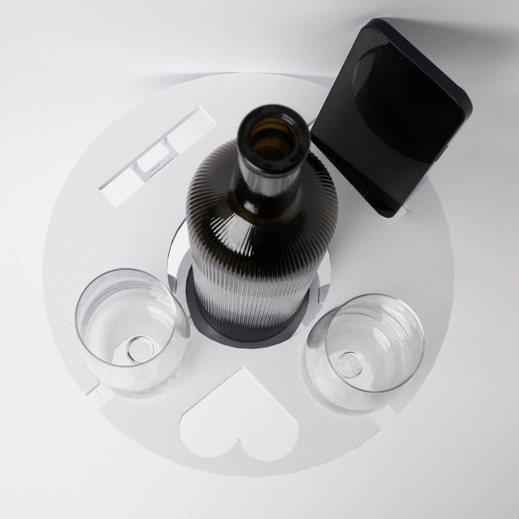 Portable Picnic & Beach Wine Table | 3D-Printed Lightweight Foldable Tray | Holds Wine Glasses, Bottles, and Mobile Phones