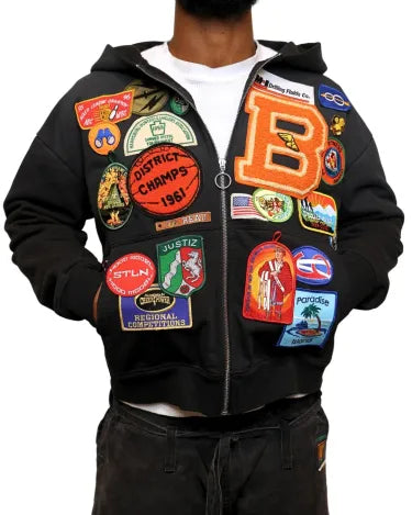 One-of-a-kind patchwork hoodie
