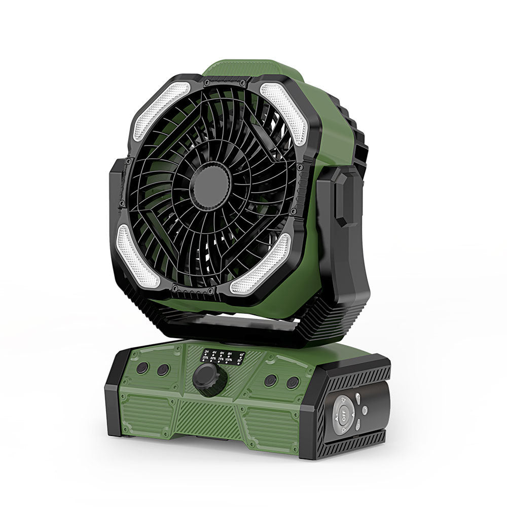 Portable High-Capacity Rechargeable Camping Fan with Stepless Speed Control and Tent Light (for Fishing & Camping)