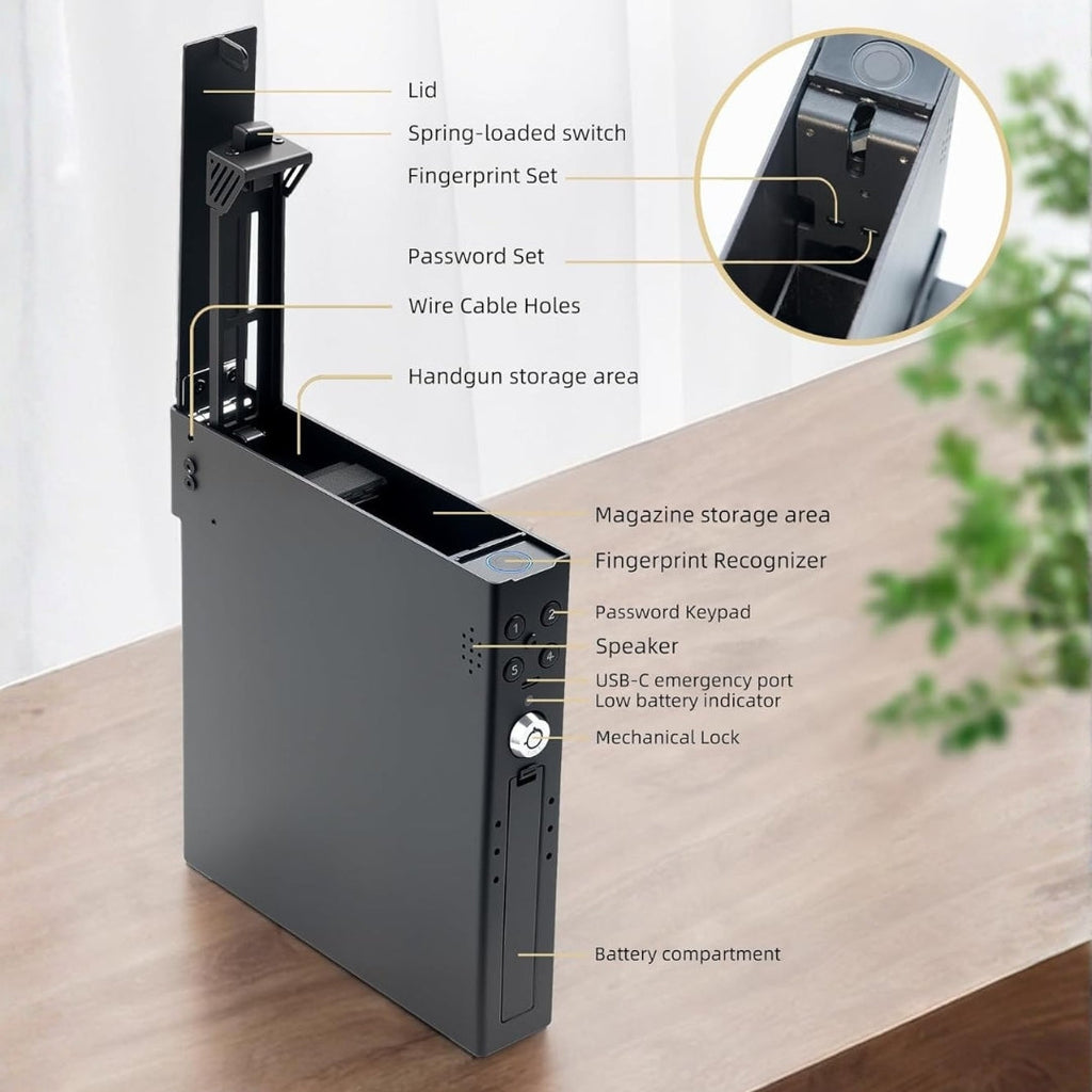 Vehicle-Mounted Fingerprint Pistol Safe