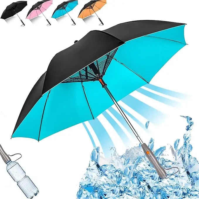 Waterproof Portable Umbrella with Fan and Cool Mist Sprayer for Outdoor Protection Comfortable Multi-Color