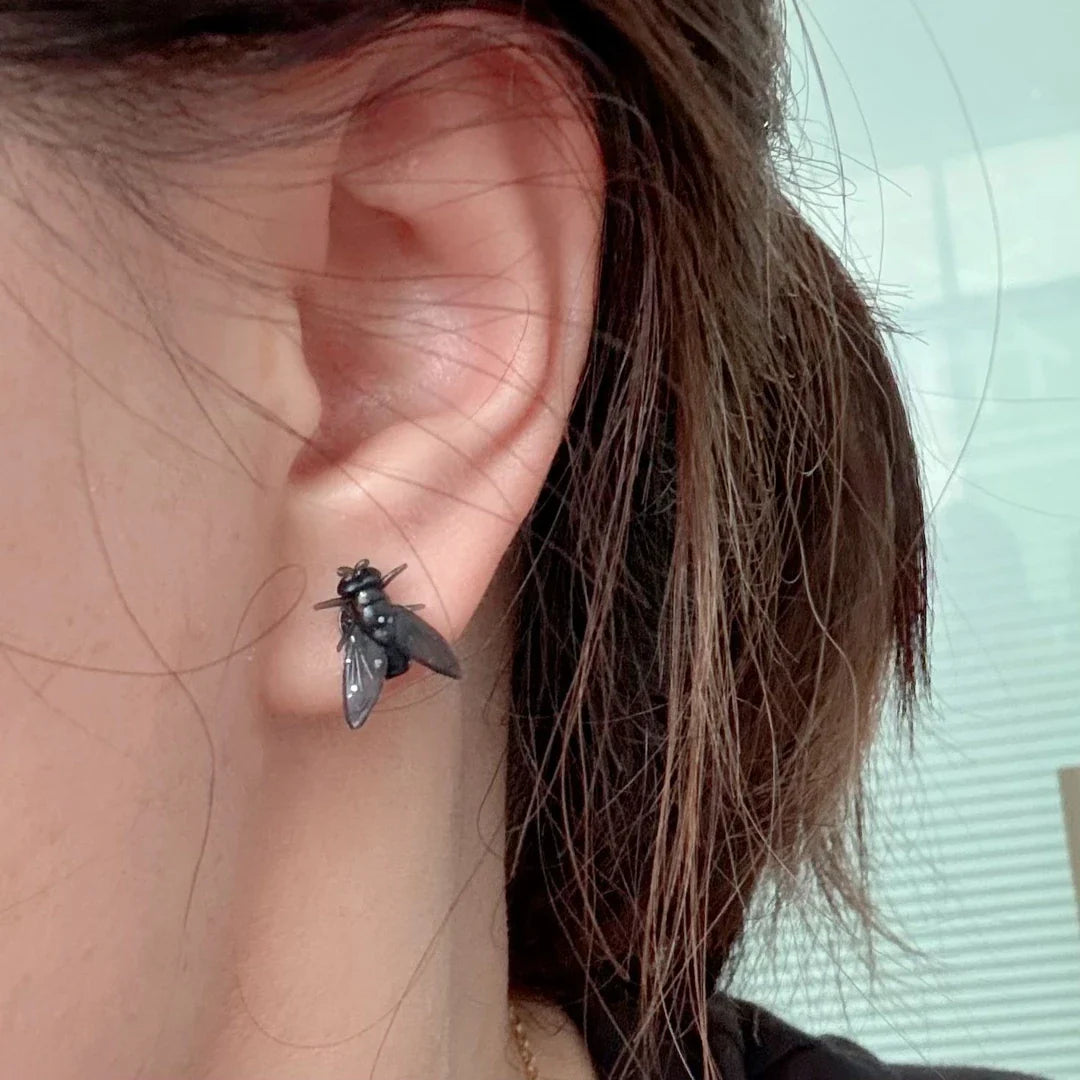 Simulated fly earrings niche design punk insect earrings earrings