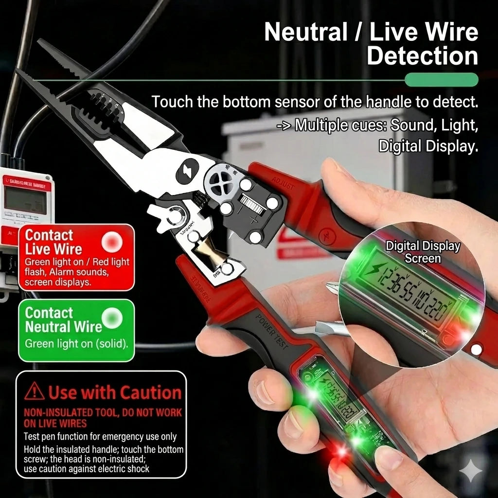 9-in-1 Multi-Functional Digital Display Electrician's Pliers