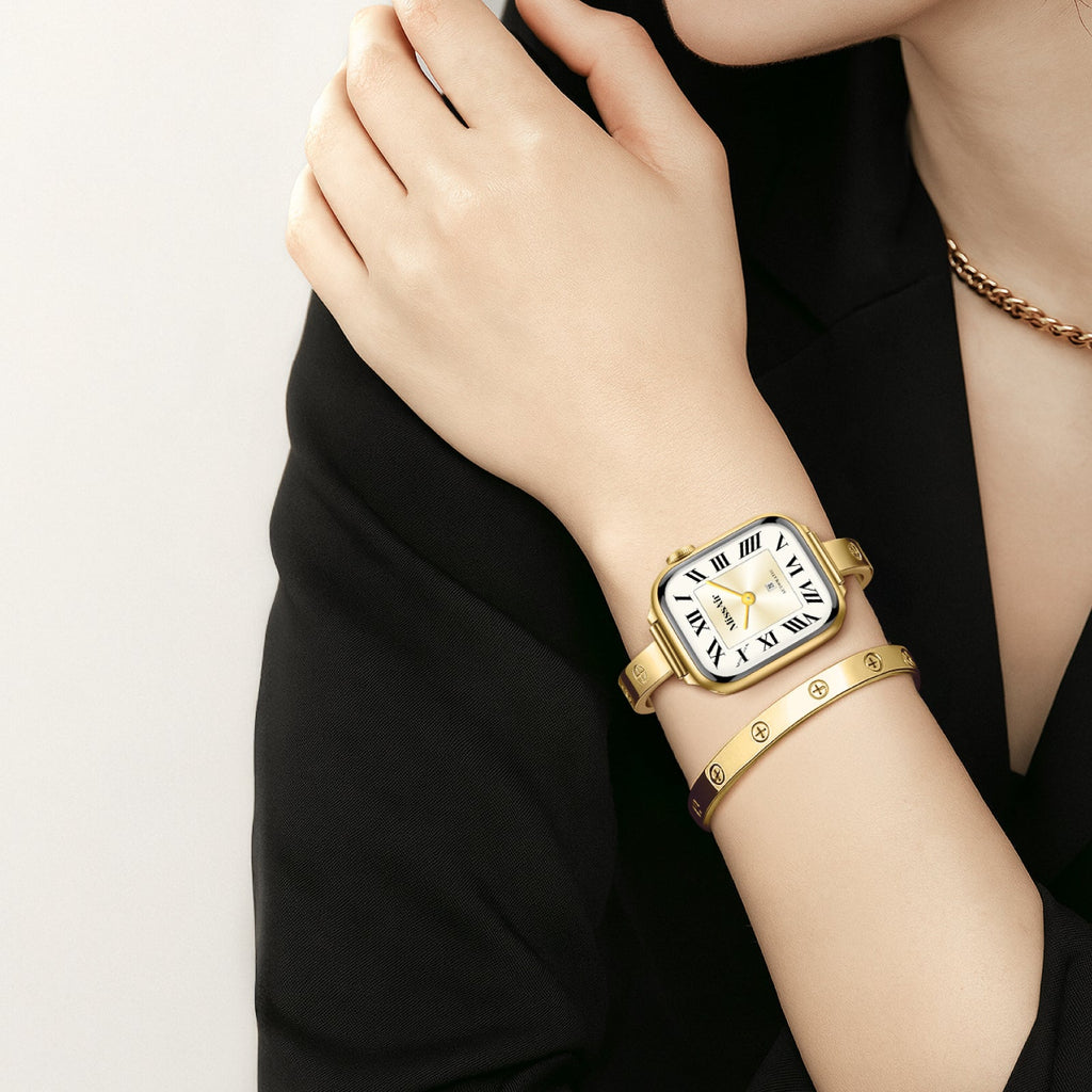 316L Stainless Steel Slim Crosslet Apple Watch Bracelet - 18k Gold Plated
