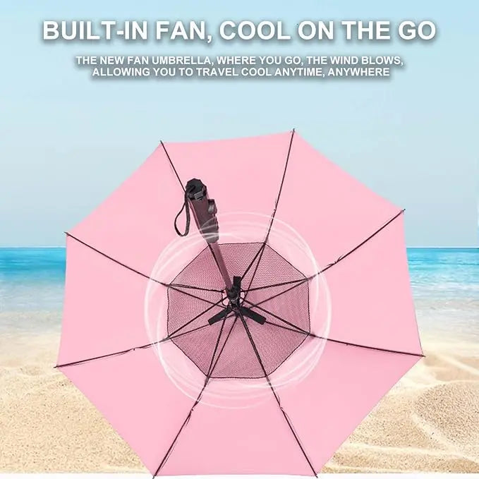 Waterproof Portable Umbrella with Fan and Cool Mist Sprayer for Outdoor Protection Comfortable Multi-Color