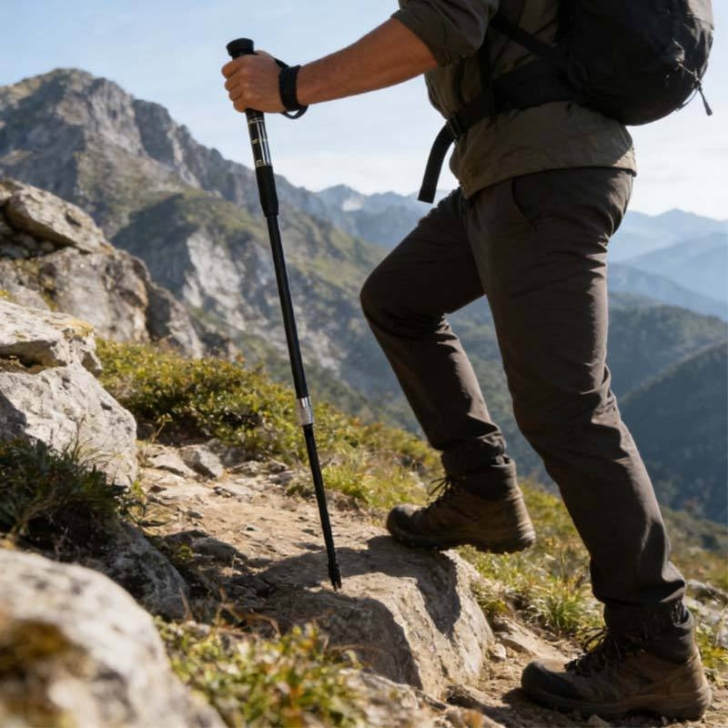 Multifunctional adjustable telescopic aluminum alloy hiking pole, foldable hiking pole with lighter, modern style