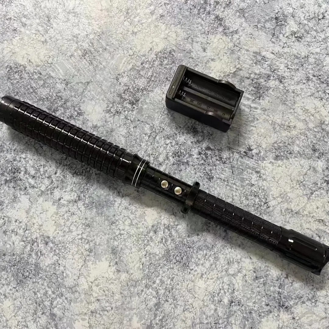 Outdoor multi-functional rechargeable high-intensity self-defense flashlight, essential for emergency lighting.