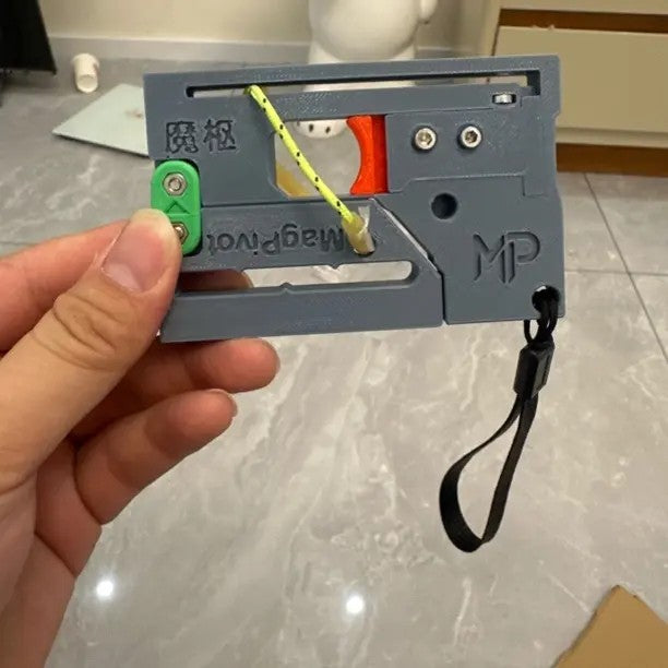 Card-style slingshot with automatic ammo feeding—designed for outdoor recreational shooting.