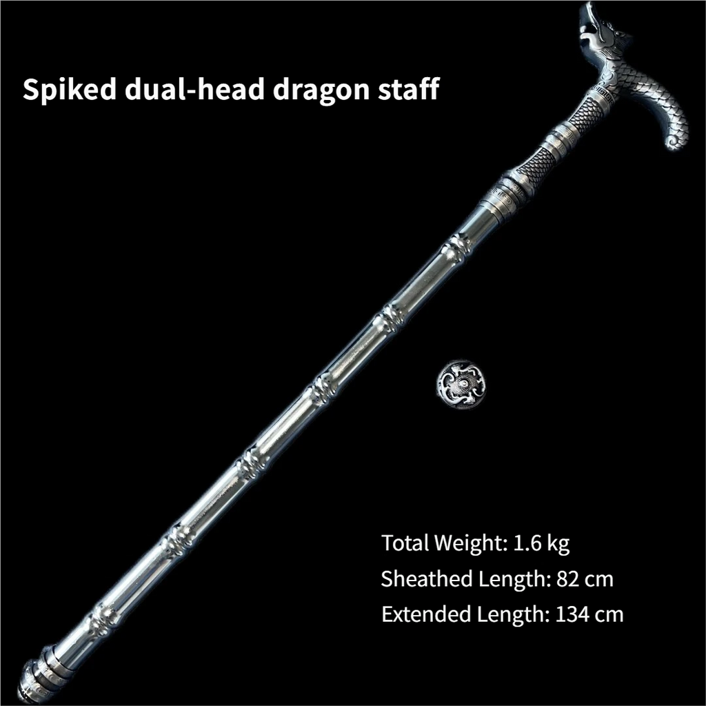 Double-Headed [Dragon-Head Quad-Blade Cane Sword] — Longquan-Forged, Quenched Manganese Steel
