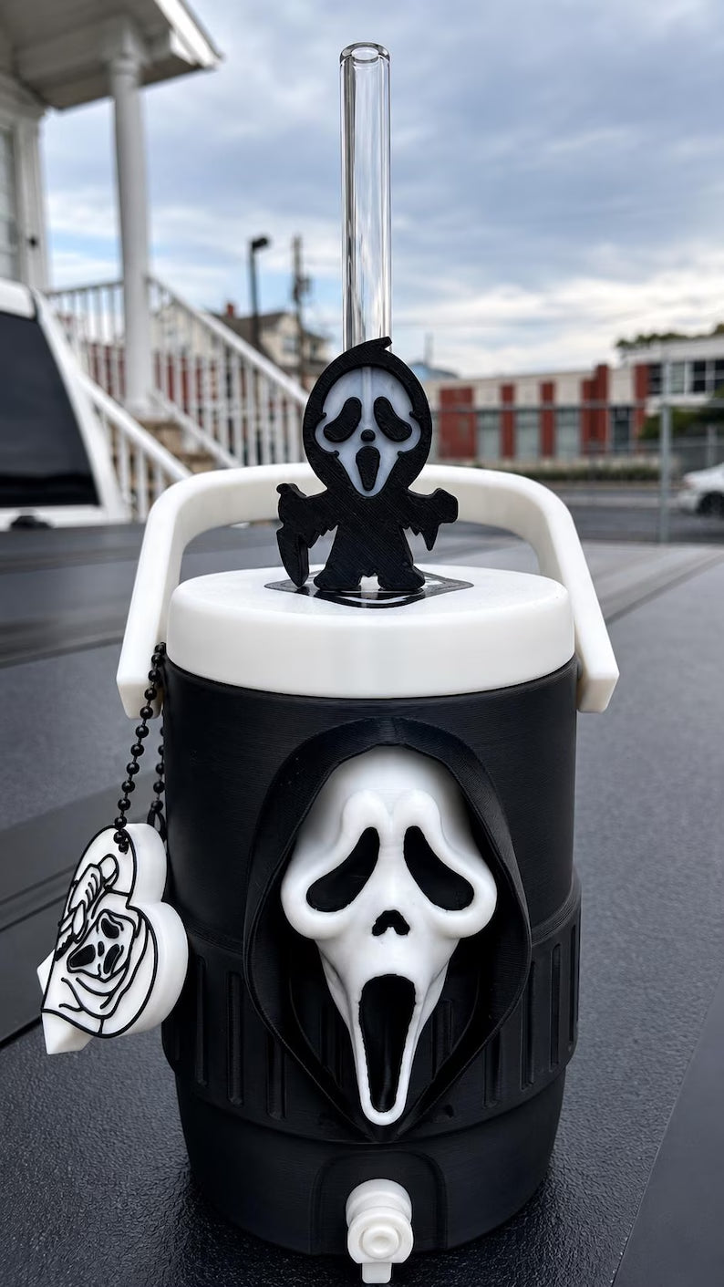 Horror 12oz Can Holder with Lid, Straw Topper & Can Opener | 3D Printed Horror Gift