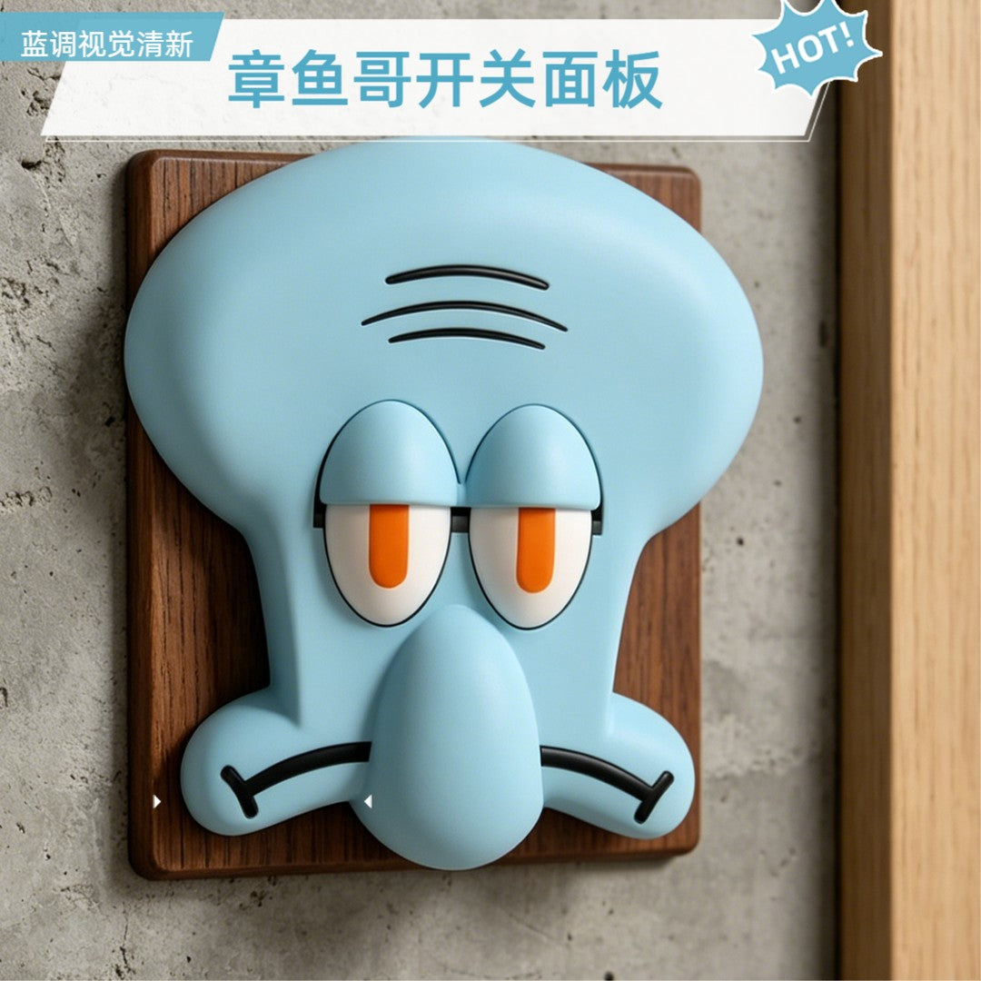 3D-printed Squidward "eyes open/closed" switch panel