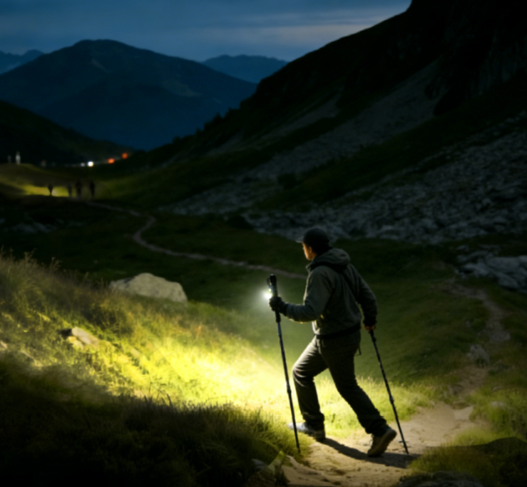 Multifunctional adjustable telescopic aluminum alloy hiking pole, foldable hiking pole with lighter, modern style