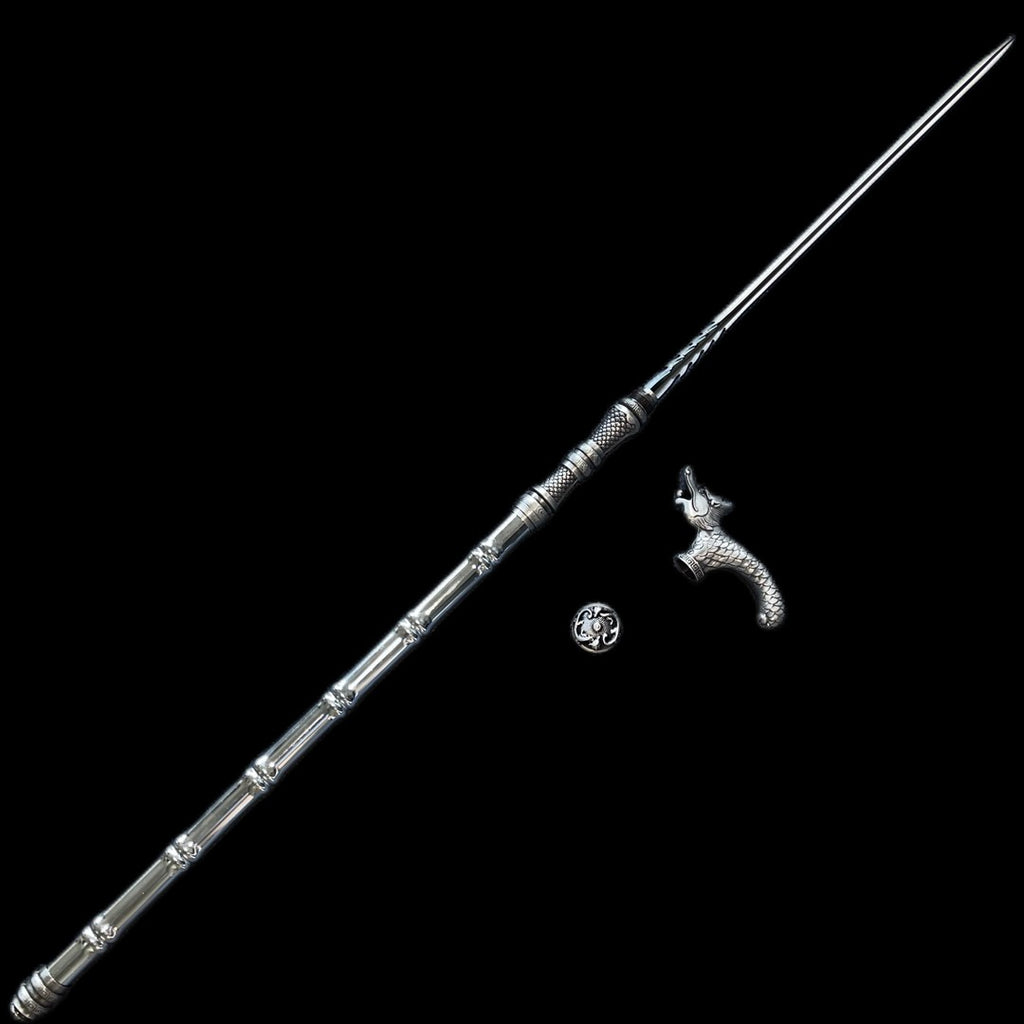 Double-Headed [Dragon-Head Quad-Blade Cane Sword] — Longquan-Forged, Quenched Manganese Steel