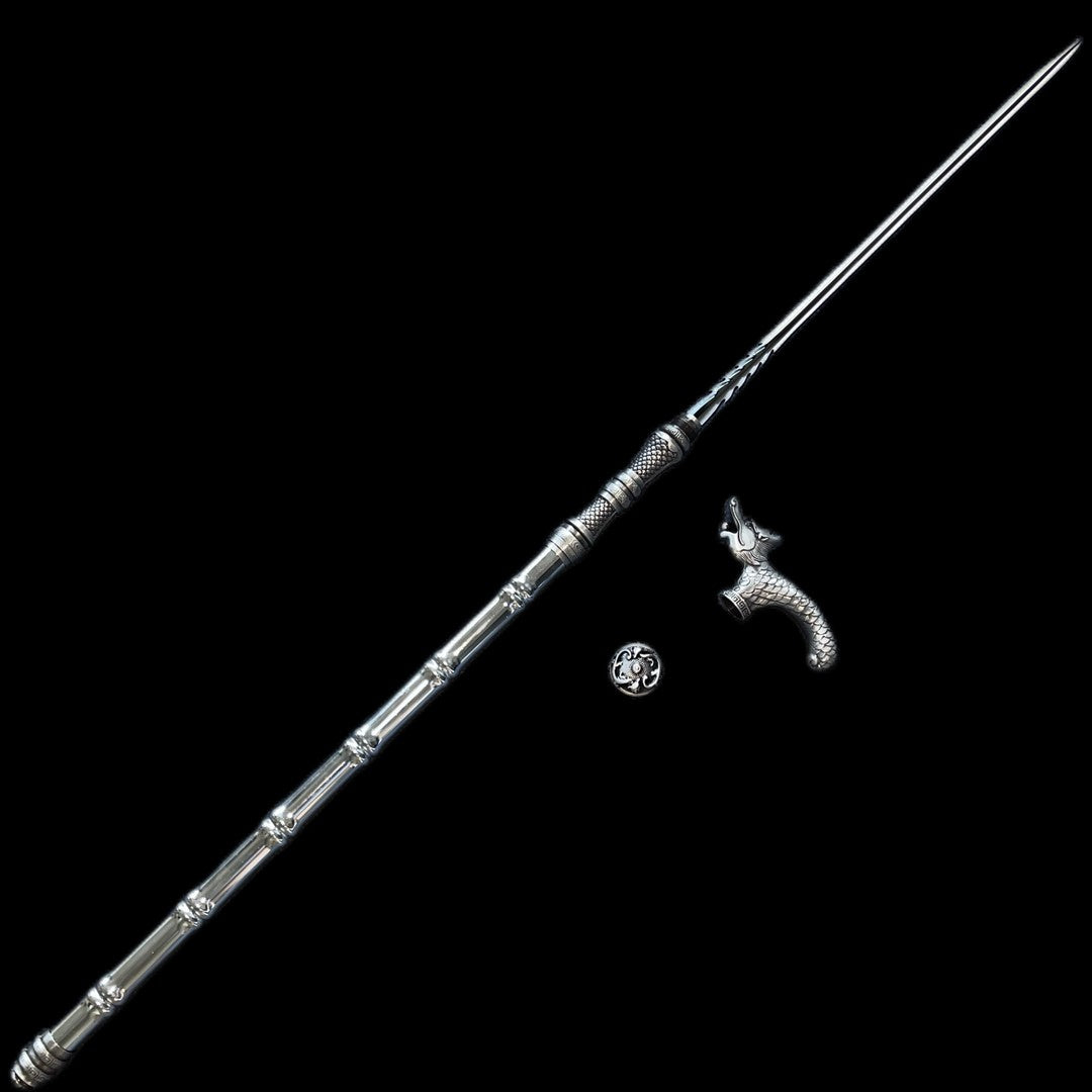 Double-Headed [Dragon-Head Quad-Blade Cane Sword] — Longquan-Forged, Quenched Manganese Steel