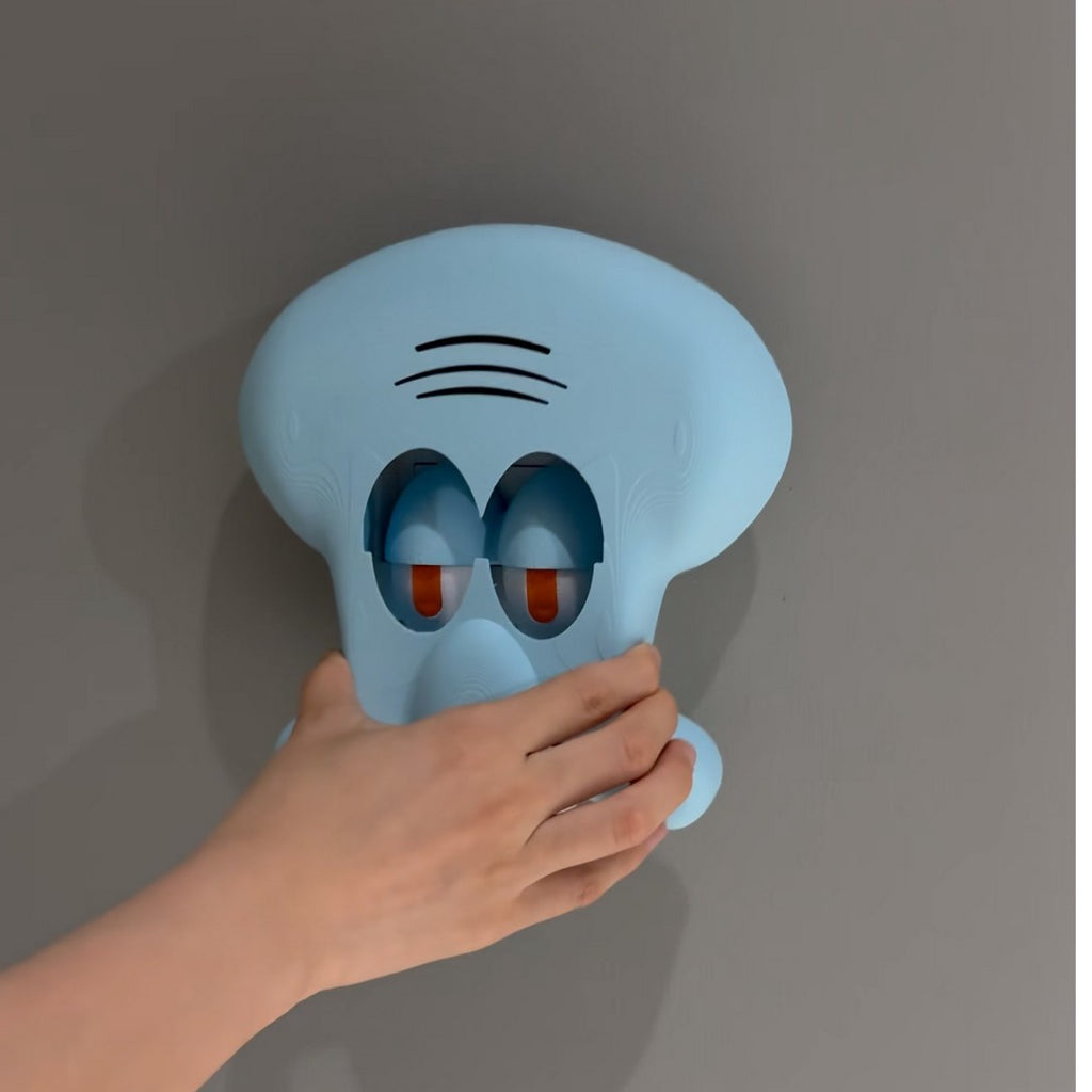 3D-printed Squidward "eyes open/closed" switch panel