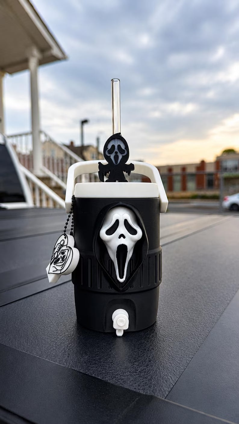 Horror 12oz Can Holder with Lid, Straw Topper & Can Opener | 3D Printed Horror Gift