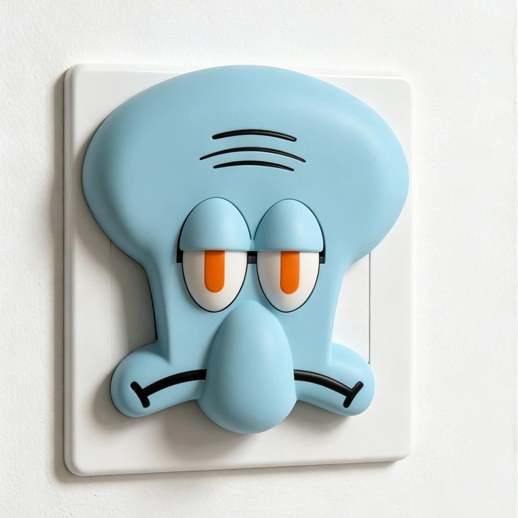 3D-printed Squidward "eyes open/closed" switch panel