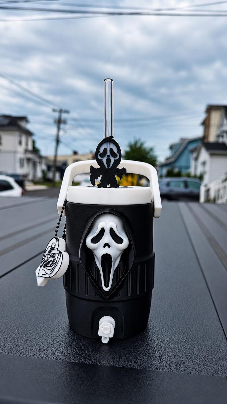 Horror 12oz Can Holder with Lid, Straw Topper & Can Opener | 3D Printed Horror Gift