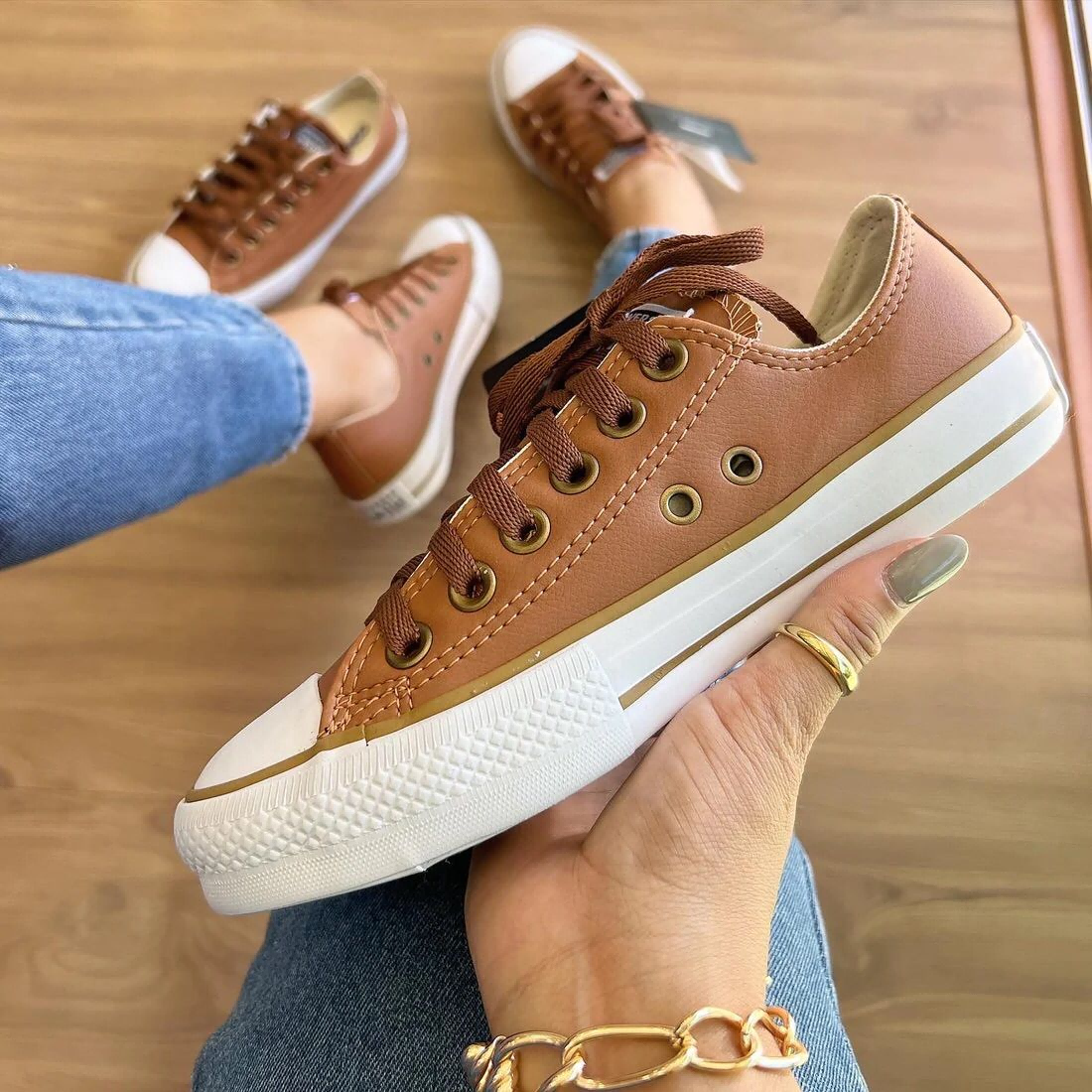 All-Star brown leather shoes