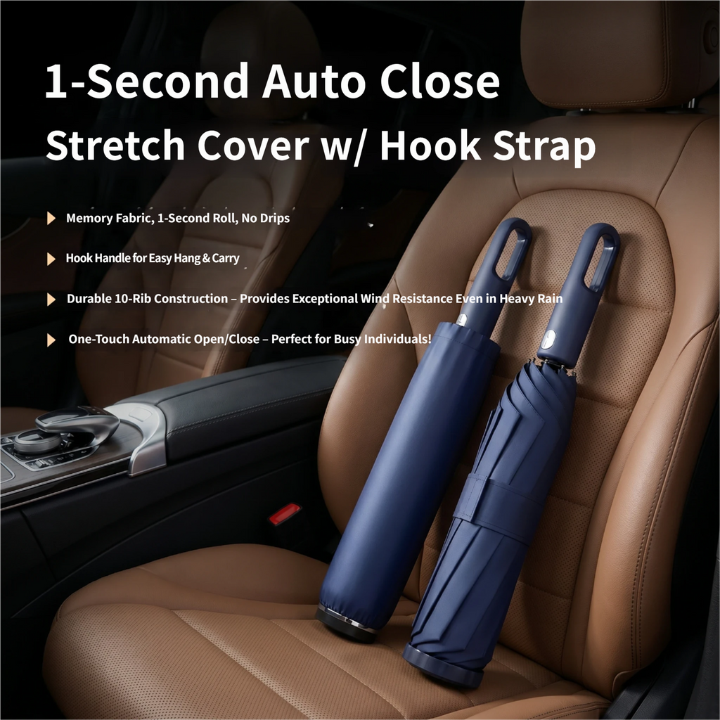 Fully automatic retractable waterproof fabric cover large folding umbrella