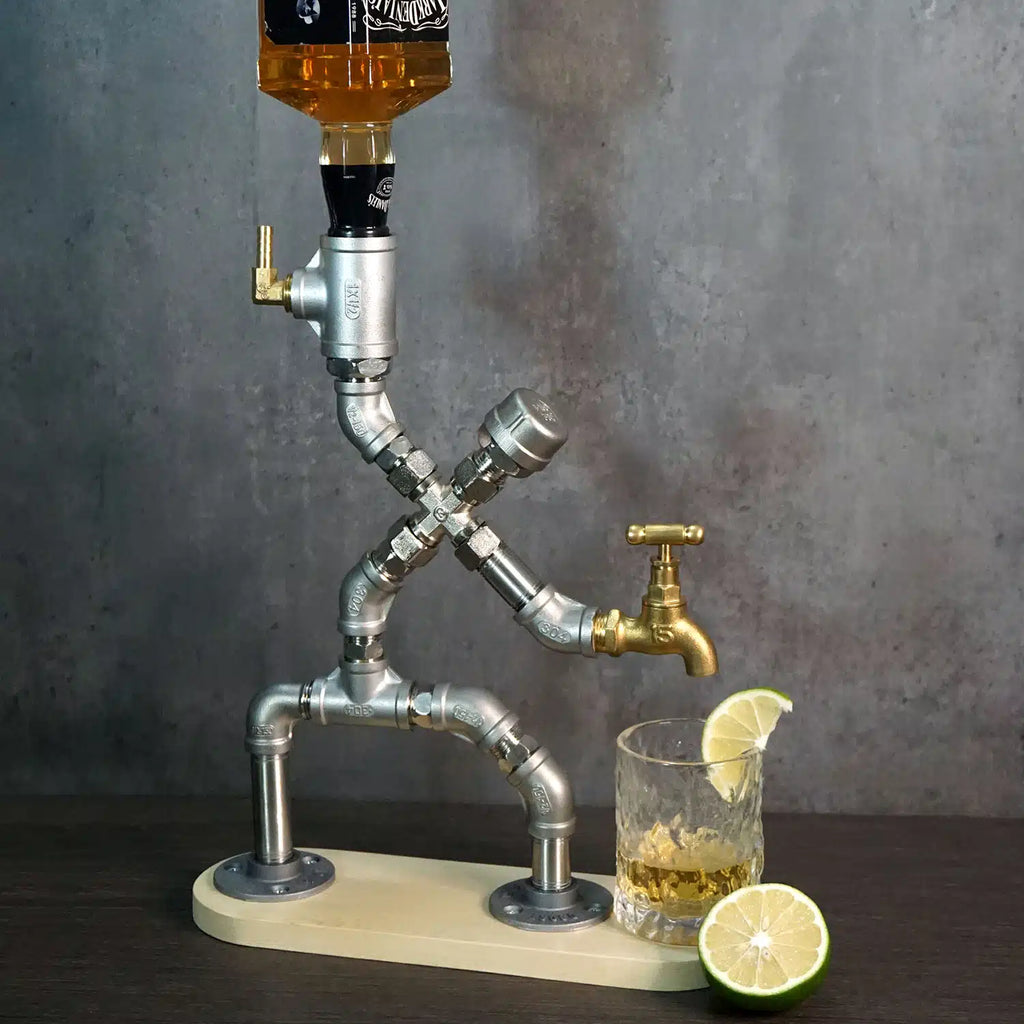 Unique Fencing Athlete Whiskey Pourer - Stainless Steel, Brass Faucet - hamoqi.com