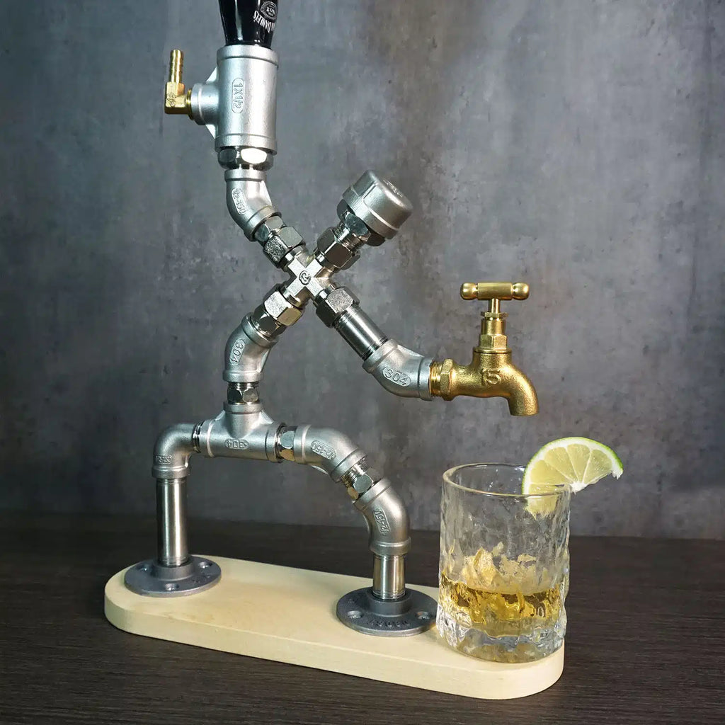 Unique Fencing Athlete Whiskey Pourer - Stainless Steel, Brass Faucet - hamoqi.com