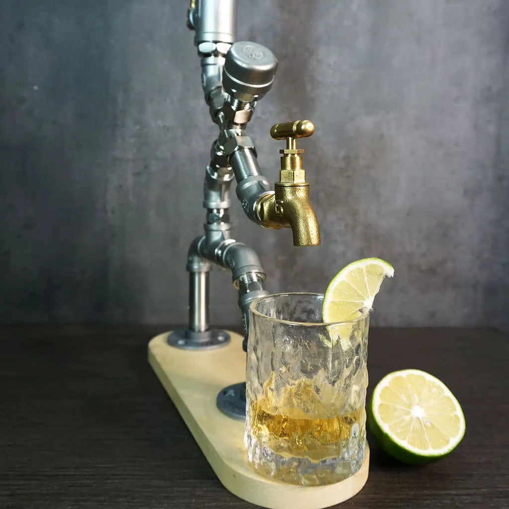 Unique Fencing Athlete Whiskey Pourer - Stainless Steel, Brass Faucet - hamoqi.com