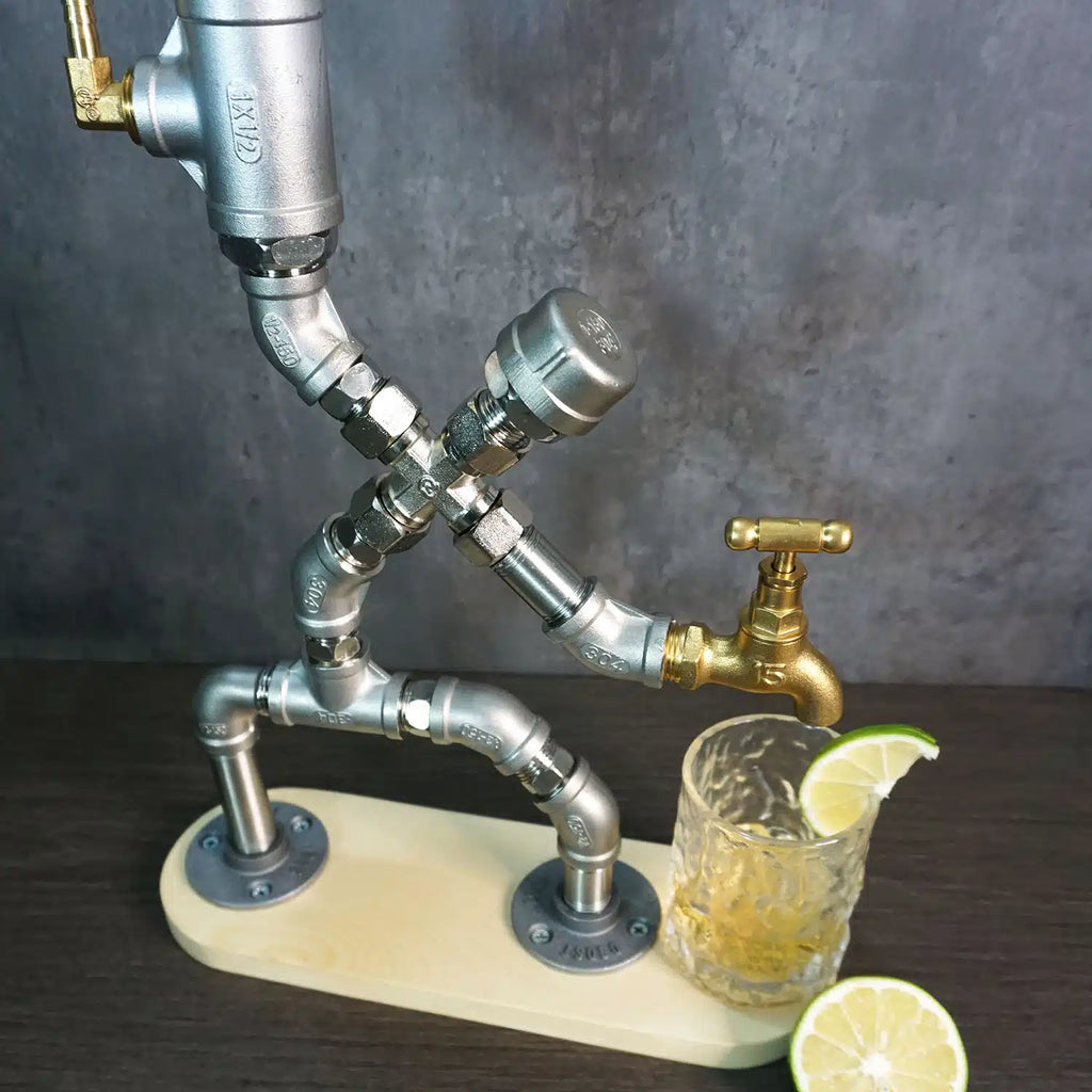 Unique Fencing Athlete Whiskey Pourer - Stainless Steel, Brass Faucet - hamoqi.com