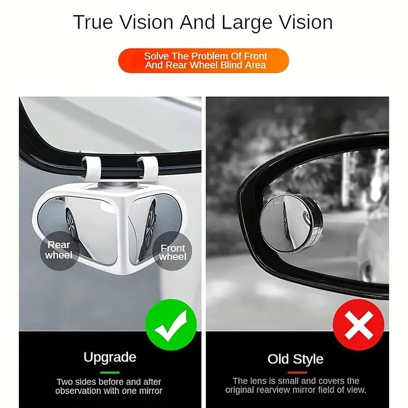 Set of 2 HD Blind Spot Mirrors for Vehicles 360° Adjustable Ultra-Clear Glass Wide-Angle View for Front & Rear Wheels Perfect for Trucks SUVs and Sedans