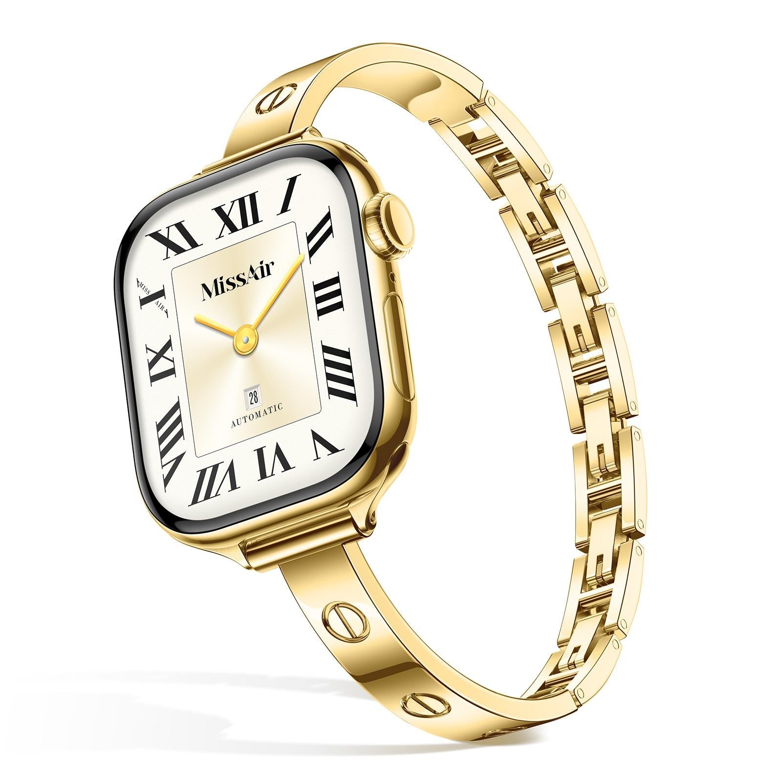 316L Stainless Steel Slim Crosslet Apple Watch Bracelet - 18k Gold Plated