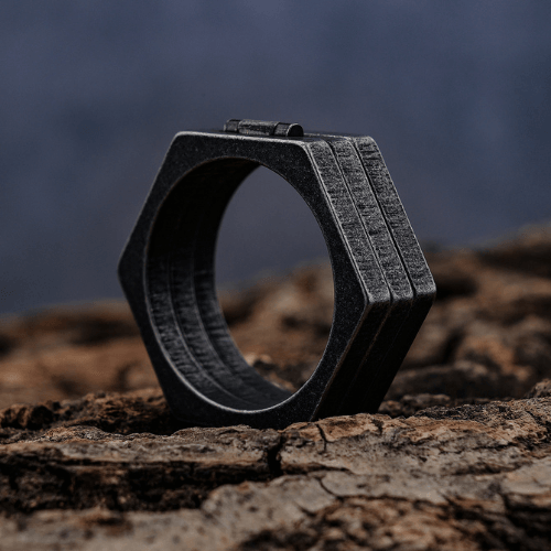 Hexagonal Simple Unique Stainless Steel Ring