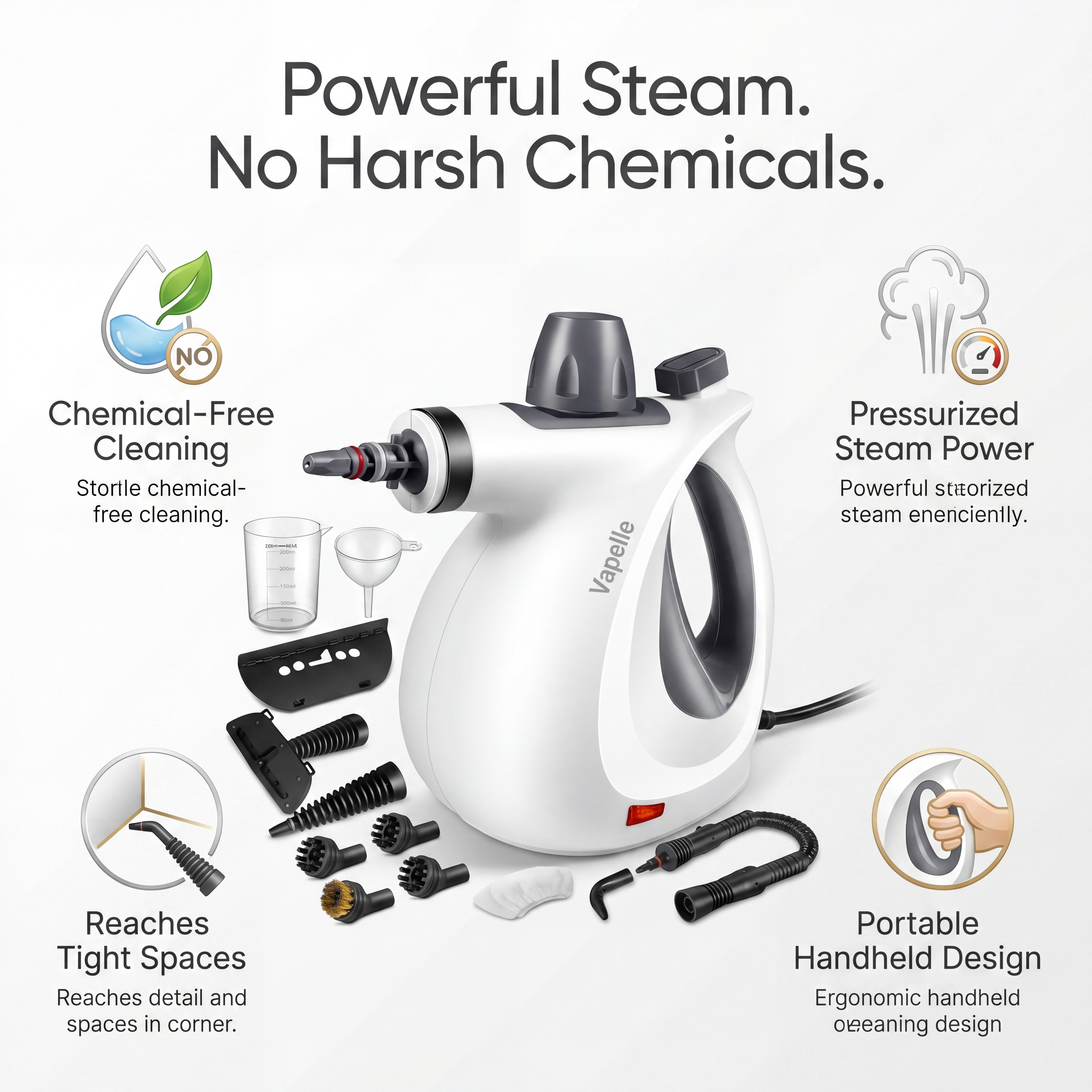 Includes 12 Free Cleaning Accessories (Today Only) — Handheld Steam Cleaner