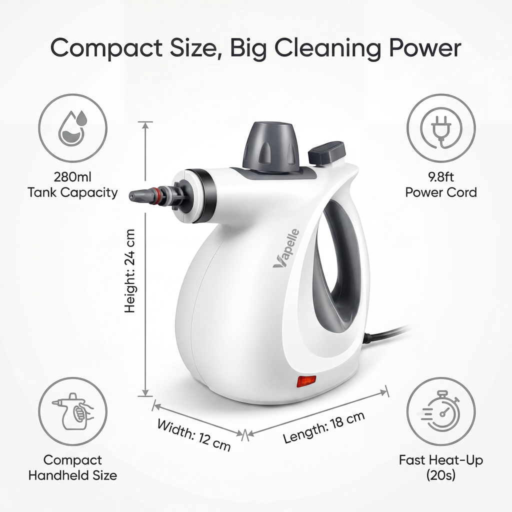 Includes 12 Free Cleaning Accessories (Today Only) — Handheld Steam Cleaner