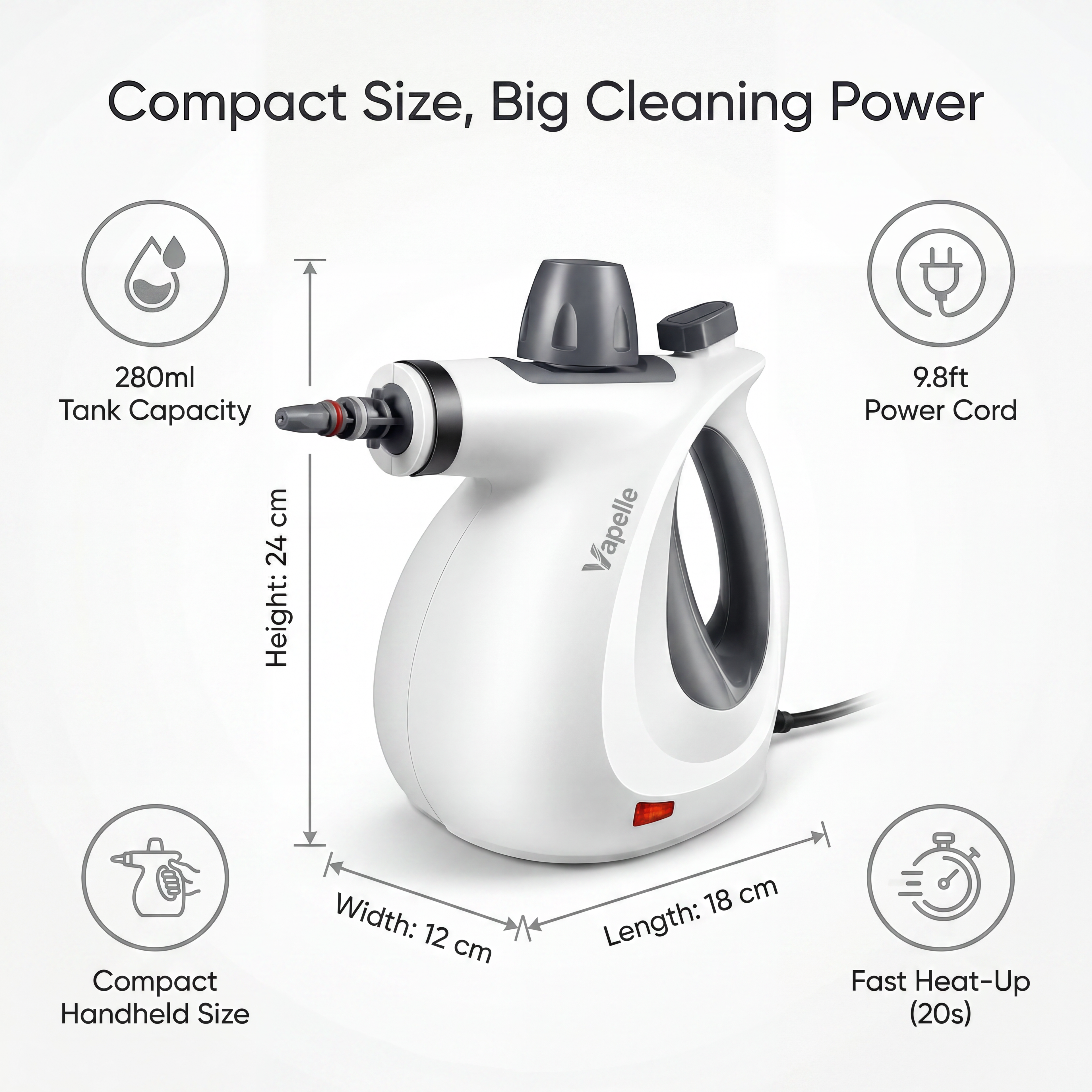 Includes 12 Free Cleaning Accessories (Today Only) — Handheld Steam Cleaner