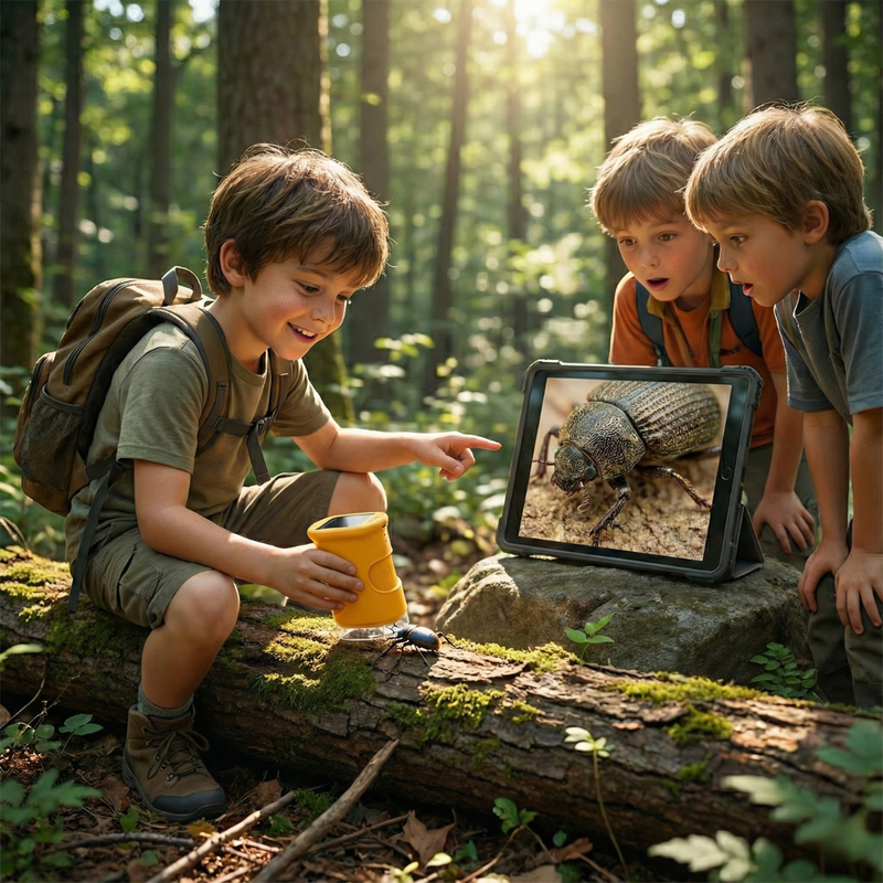 Outdoor exploration children's handheld digital microscope